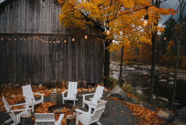 autumn fire pit warners camp adirondack cabin rental airbnb lake placid