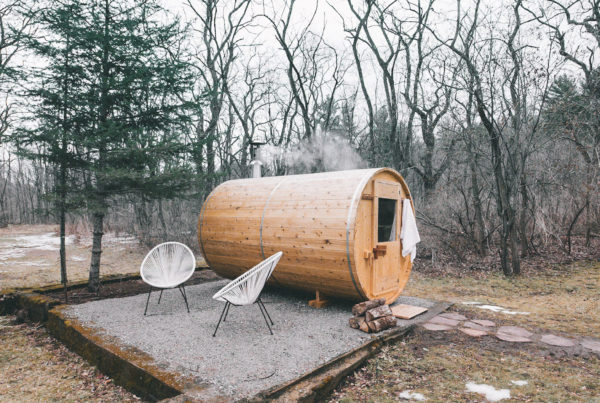 barrel sauna wood burning stove airbnb warners camp cabin rental whiteface