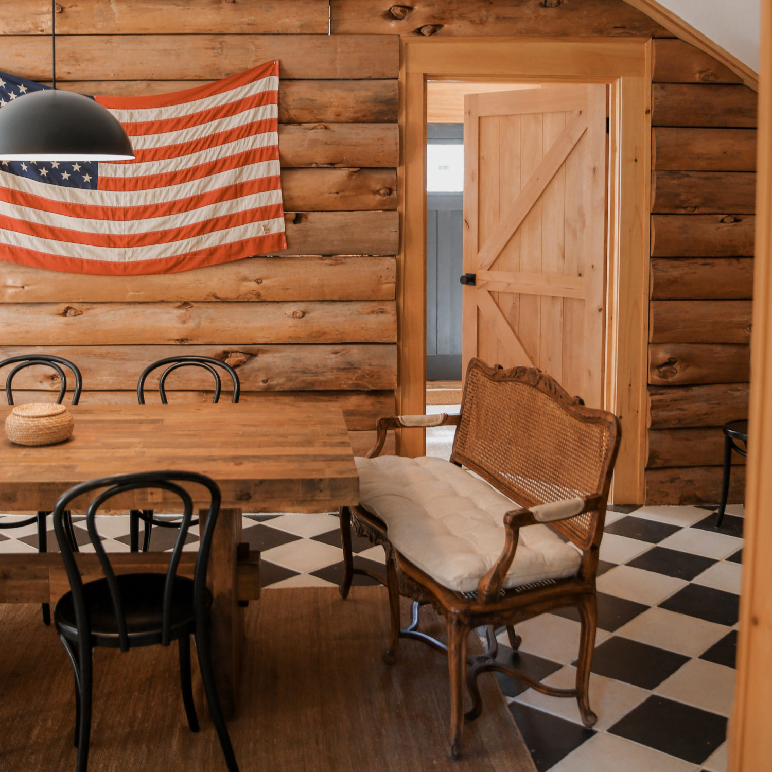 Adirondack log cabin rental room and board aurora pendant a frame dining room